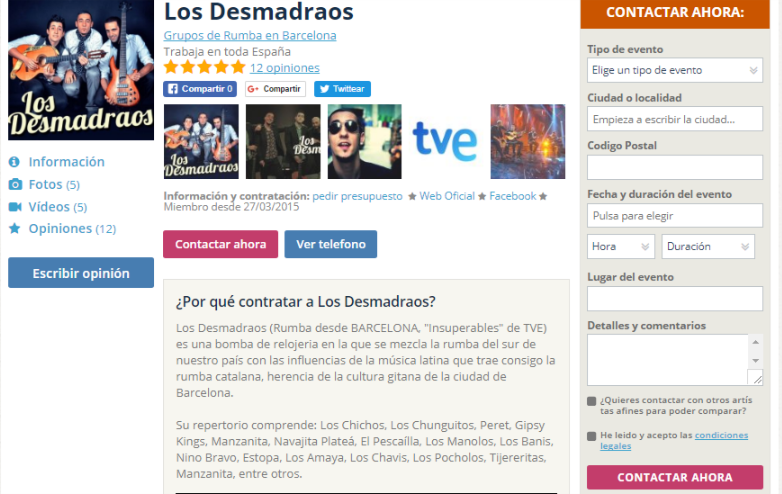 contratar grupos de rumba