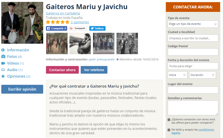 contacto directo con gaiteros de cantabria