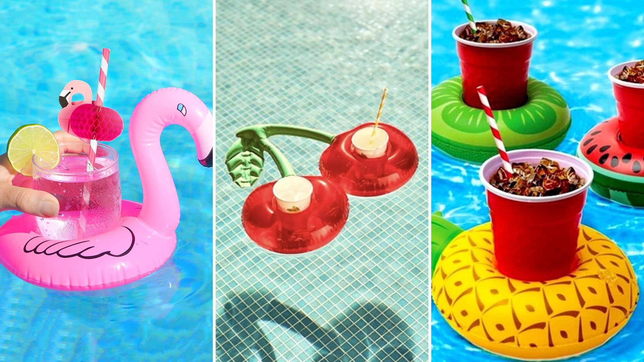 posavasos y bandejas flotantes para fiestas en la piscina (pool party ideas)