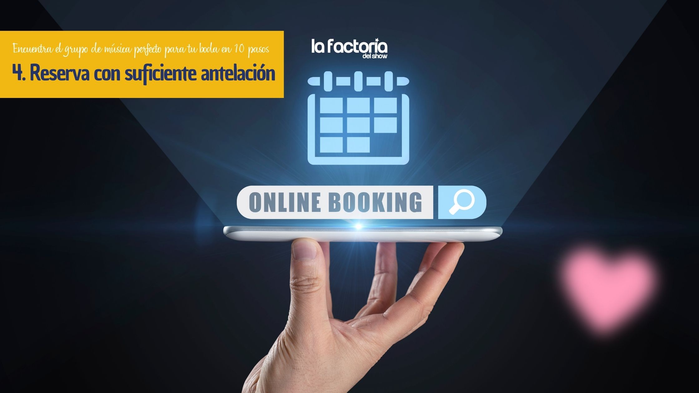 Es recomendable buscar y reservar un grupo de música para bodas con suficiente antelación para asegurar la disponibilidad de tus músicos favoritos. En La Factoría del Show se puede buscar y reservar artistas para eventos de forma online. 